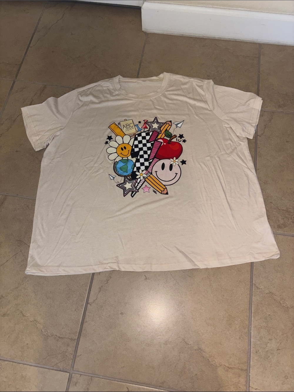 T-Shirt with Smiley School Print